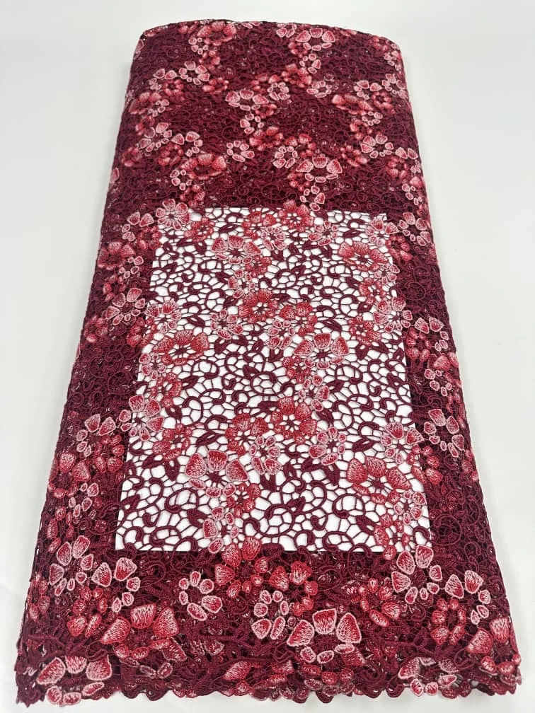 

Wholesale African Water Soluble Lace Fabrics Nigerian Guipure Cord Lace Fabric For Women Dress Wedding High Quality 5Yards