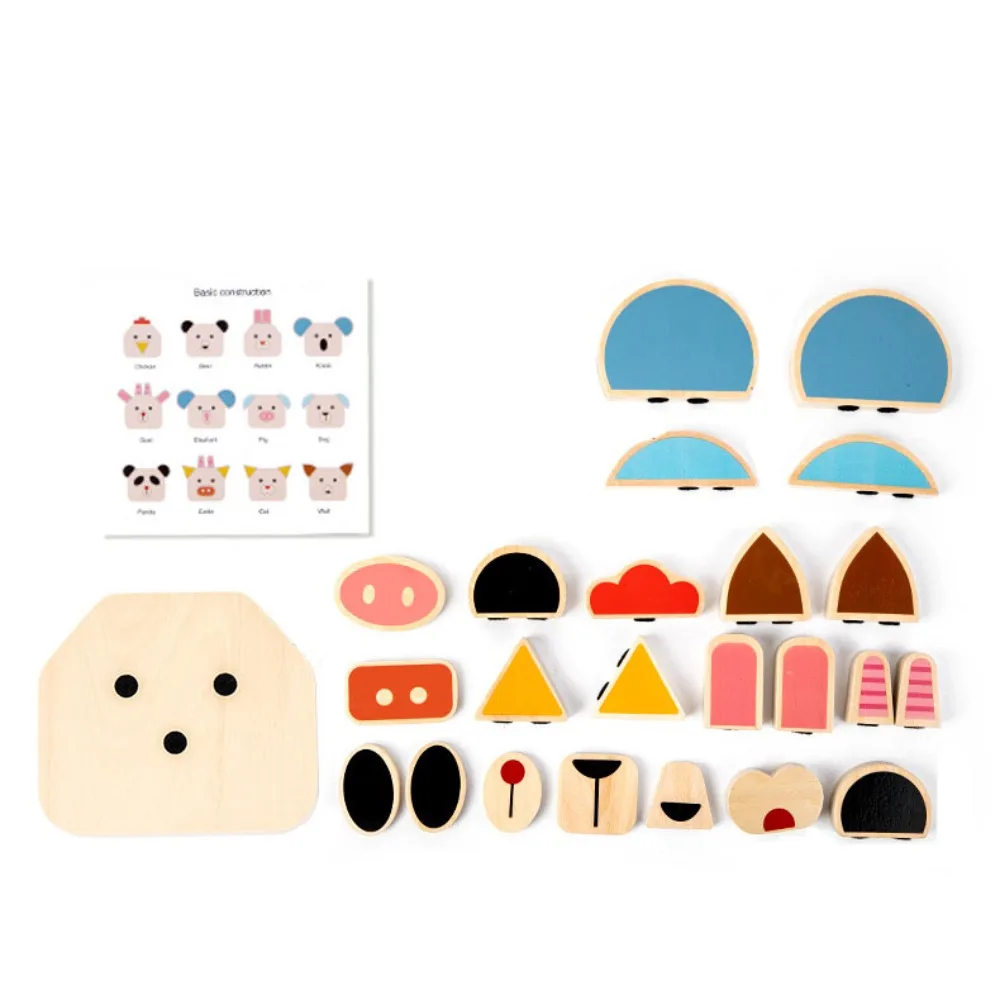 

Jigsaw Toys 3D Animal Puzzles Toys Character Montessori Wooden Face Changing Blocks Logical Thinking Interactive