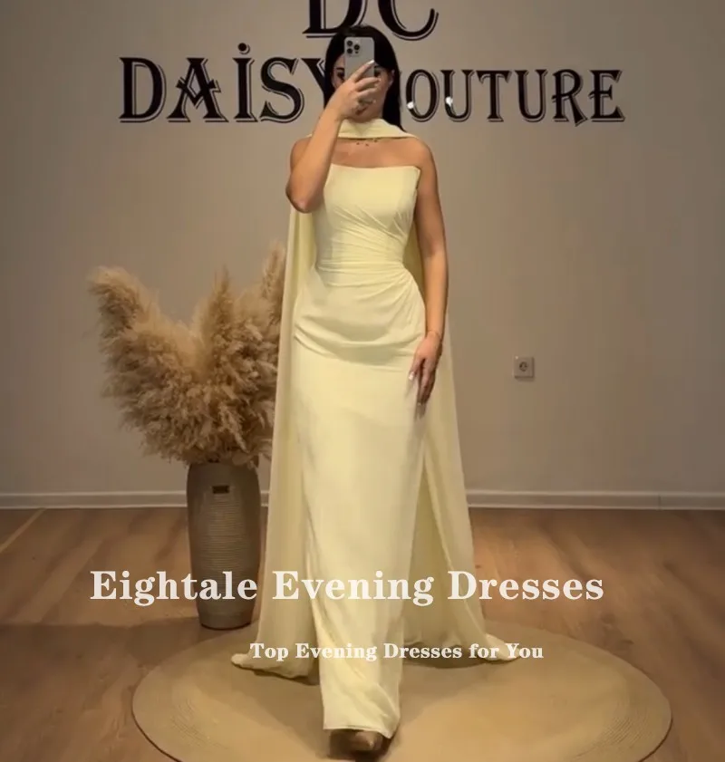 Eightale Elegant Evening Dress Strapless Chiffon Floor Length Mermaid Arabic Prom Party Gown Customized Robes de soirée image 4