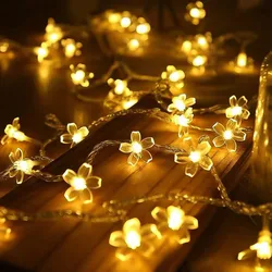 1PC Flower Fairy Lights Battery Operated String Lights Waterproof 10/20/30/40 LED Cherry Blossom Lights For Patry Wedding Decor