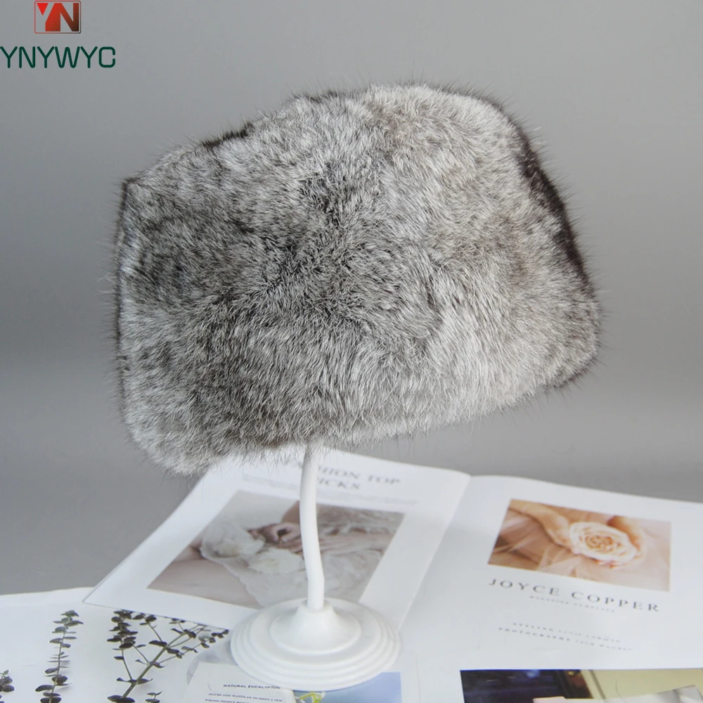 2026  Unisex Winter Russian Outdoor 100% Genuine Rabbit Fur Caps Warm Real Rabbit Fur Bomber Hat Natural Quality Rabbit Fur Hats