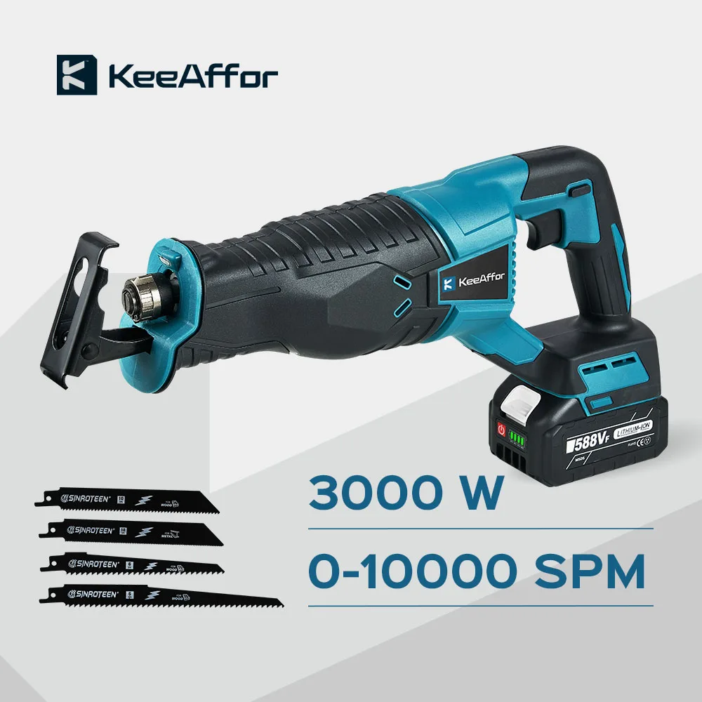 

KEEAFFOR 10000SPM 3000W Electric Reciprocating Saw Electric Chainsaw Wood Metal Pipe Cutting Power Tool For Makita 18v Battery