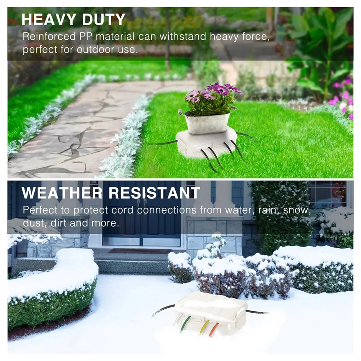 IP54Extra Large Waterproof Outdoor Electrical Box Multi-Port Weatherproof Junction Box for Outlet Plugs Holiday Light