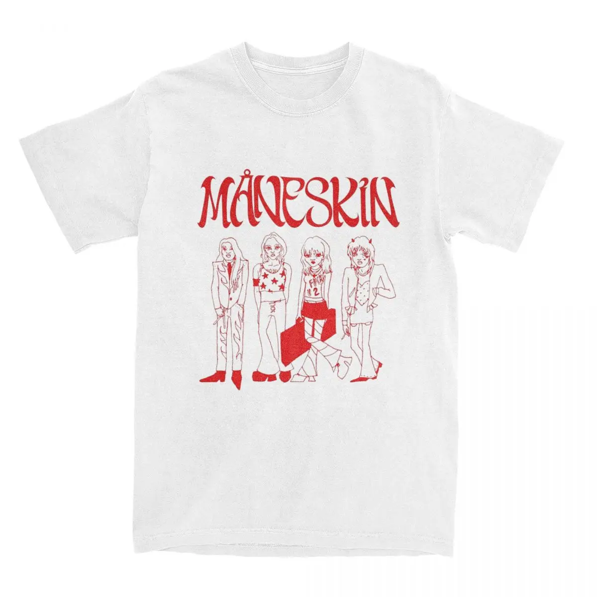 Men Maneskin Italian Rock Band T Shirts 100% Cotton Clothing Hipster Short Sleeve Crew Neck Tees Plus Size T-Shirts