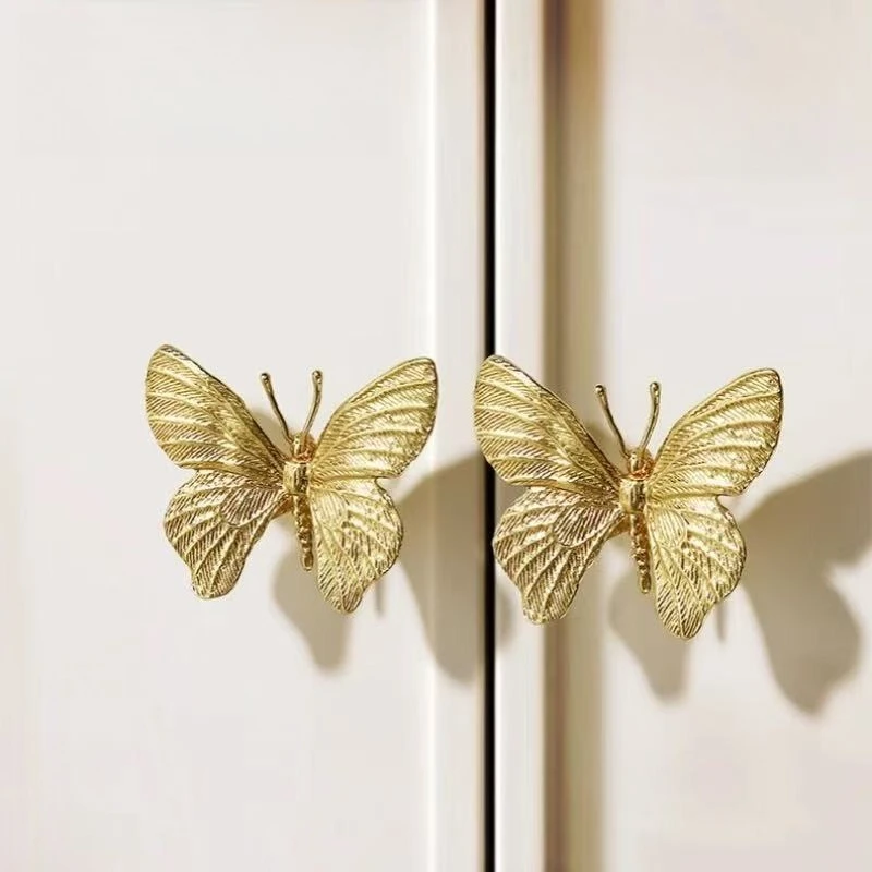 

Современный минималистичный латунный бабочка, дверная ручка шкафа, креативный французский стиль, ручки для ящика детской комнаты