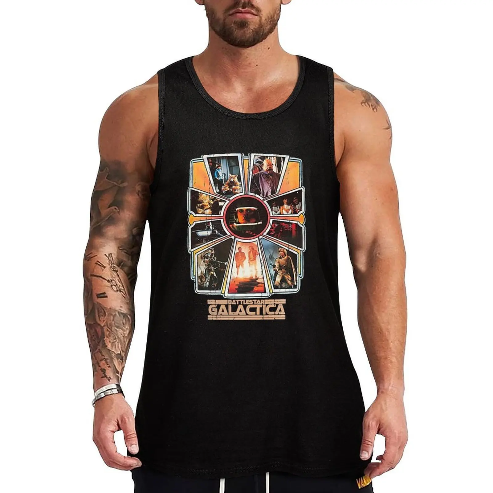 Battlestar galactica distressed Tank Top Lightweight Sleeveless T Shirt Basic Casual Top
