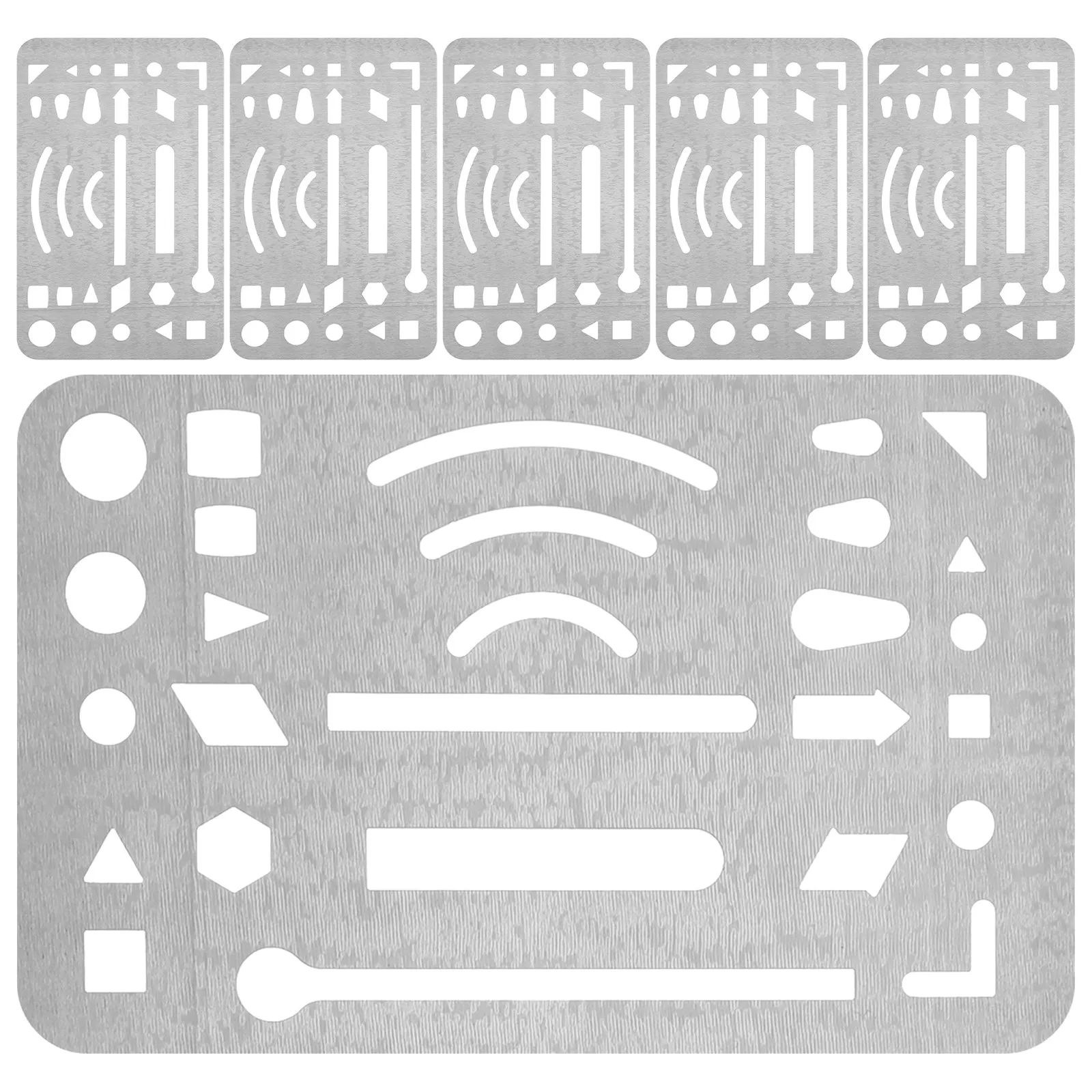 6Pcs Stainless Steel Eraser Shield Precision Drawing Templates Geometric Drafting Tools Formwork Measuring Technical Drawing