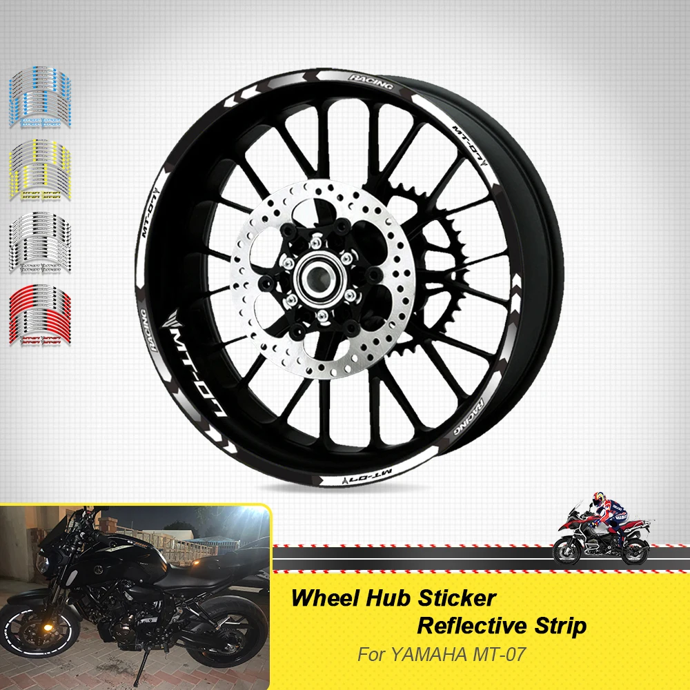 

Motorcycle Accessories Sticker Wheels Reflective Stripe Rim Tire Decorative Decals Set For YAMAHA MT07 mt 07 2020 2021 17inch