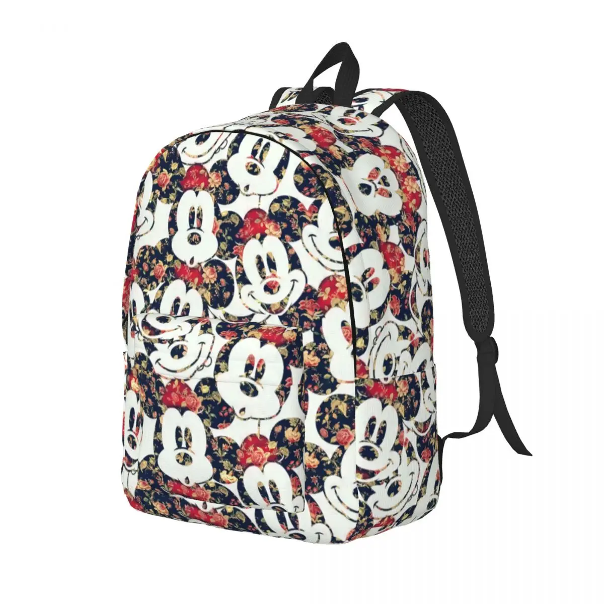 Custom Mickey Mouse Head Cartoon Travel Canvas Backpack Women Men School Computer Bookbag College Student Daypack Bags