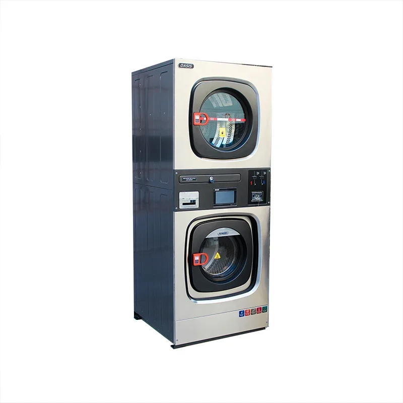 Oasis 10kg15Kg Stack Coin Operated Washer-Dryer All In One Washing Machine With Negotiated Price Industrial Laundry Solutions