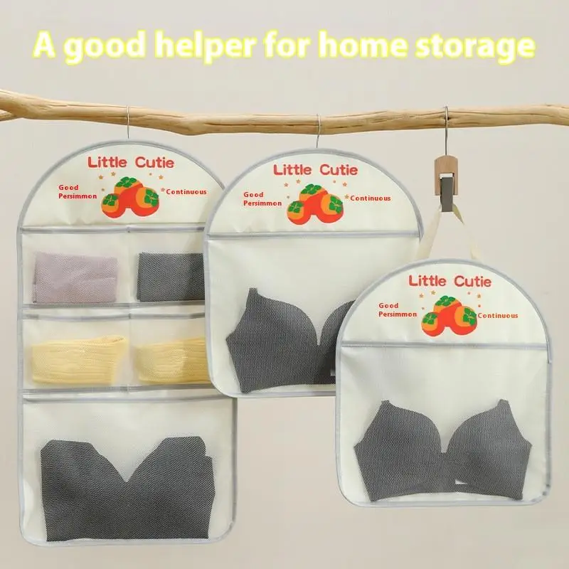 1Pc 2/3Layer Large Capacity Storage Mesh Bag Underwear Socks Storage Bag Breathable Wardrobe Organizer With Clothes Hanger
