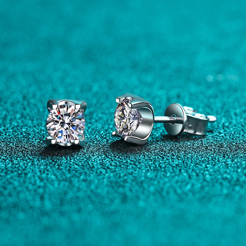 Серьги-гвоздики из серебра S925 с муассанитом 1.0/2.0 карата для женщин, покрытые платиной Pt950, в форме таверны, подарок для любимой, оптовая продажа ювелирных изделий