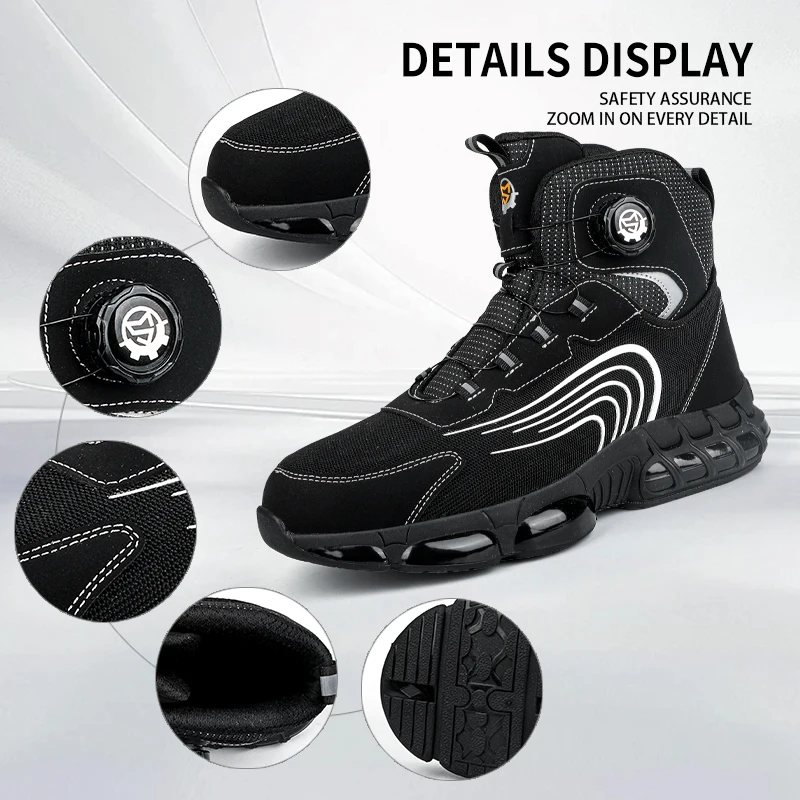 

Высокие рабочие ботинки без шнурков с поворотной застежкой, защита от ударов и проколов, износостойкие, защитная обувь, рабочая обувь.