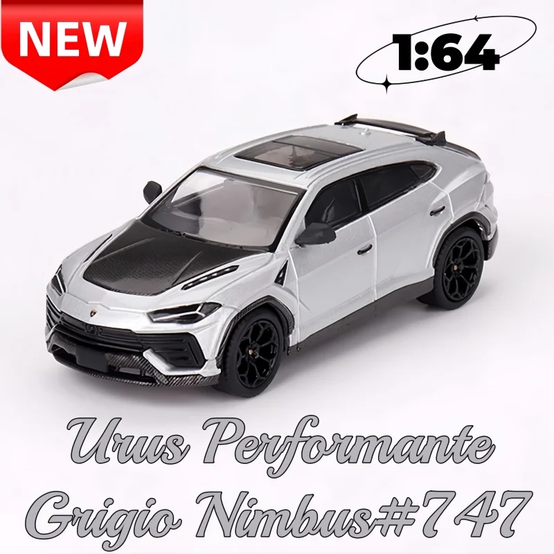 1:64 Urus Performante Grigio Nimbus # Modelo de coche de simulación en miniatura de gran final de aleación 747, estatuilla para adultos, juguete para niños, regalo de cumpleaños