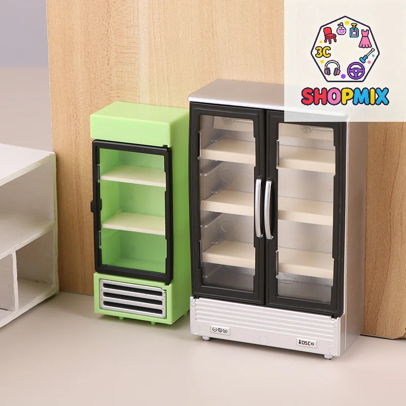1/12 Dollhouse Simulation Refrigerator Freezer Model Miniature Ornaments Dollhouse Mini Furniture Accessories Decorative Toys