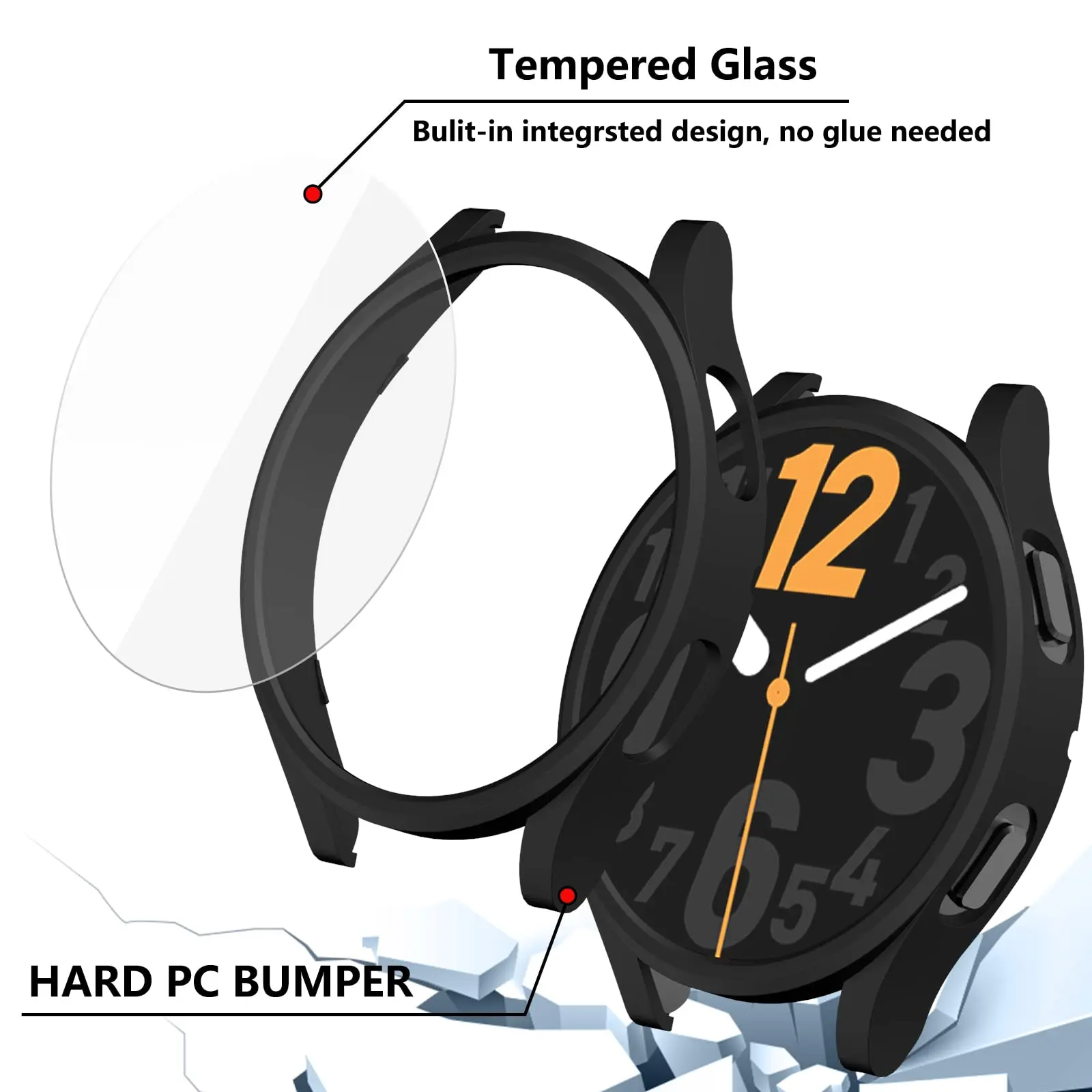 PC Glass+Case for Samsung Galaxy Watch 6 40mm 44mm Frame Protective Bumper Accessories galaxy Watch 6 Classic 43mm 47mm Cover