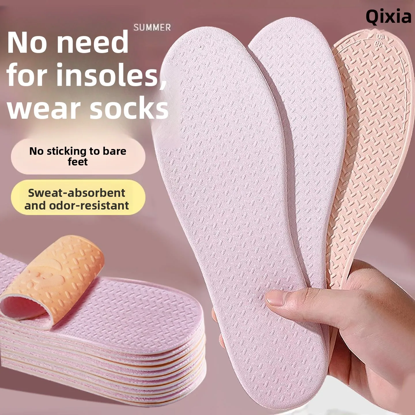 Women's Latex Shoe Inserts Thin Breathable Comfortable Anti-Odor Soft Bottom Socks Optional Summer Wear for Bare Feet