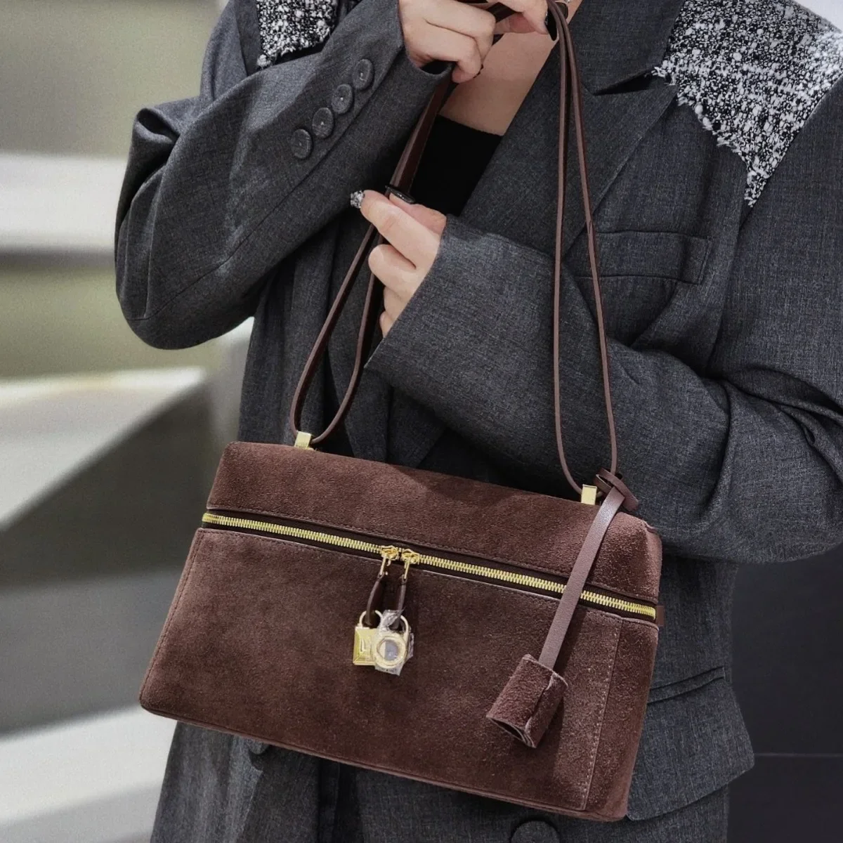 New Arrival Lp27 High-end Genuine Leather Shoulder Bag Vintage Lunch Box Bag Large Capacity Handbag Crossbody Wholesale