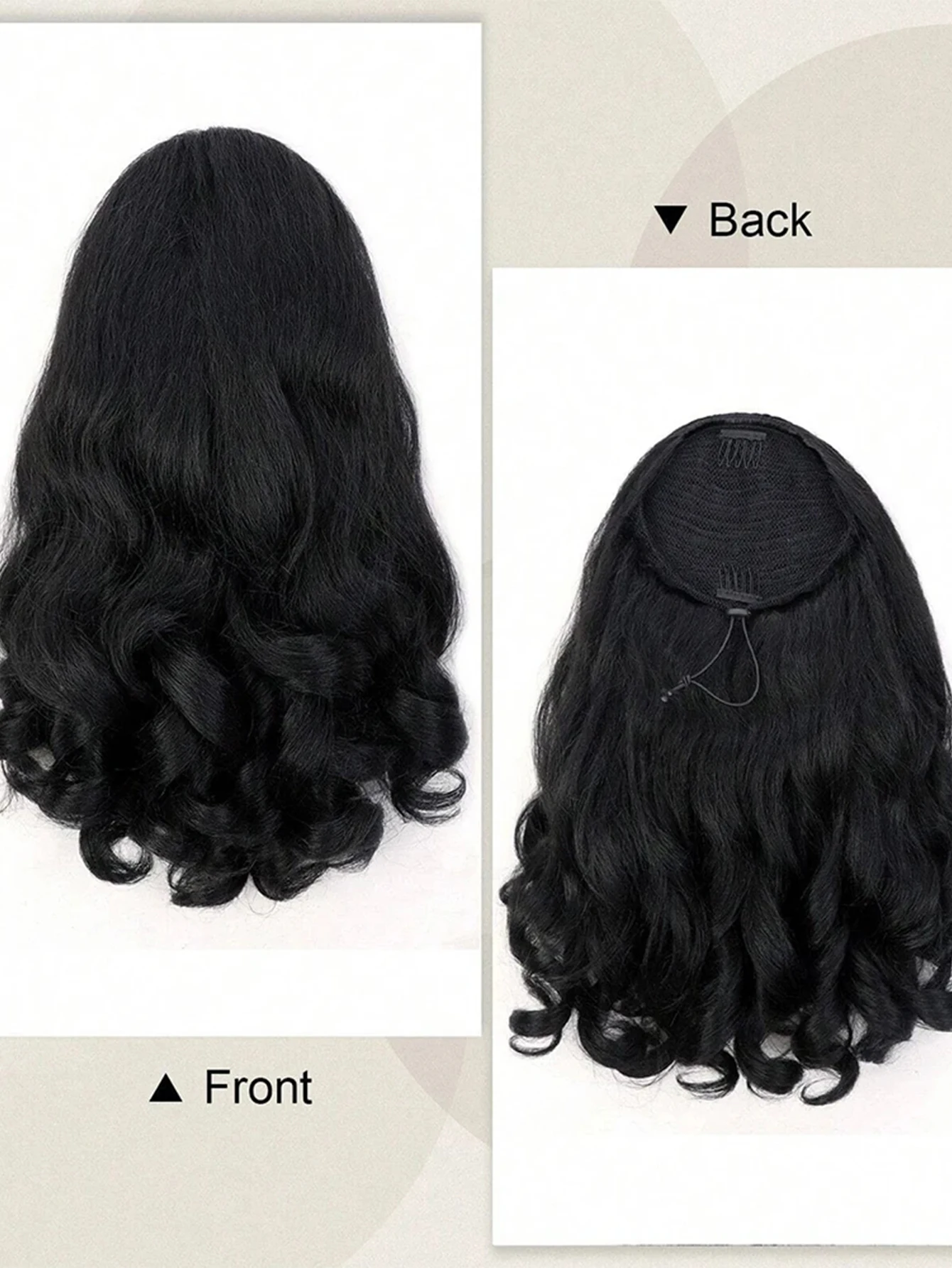 16 بوصة الاصطناعية الرباط ذيل حصان تمديد رقيق مجعد متموج ذيل حصان وصلات شعر للنساء السود الاستخدام اليومي للحفلات