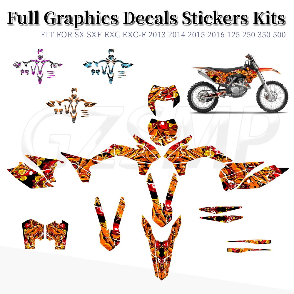 

Графические наклейки, подходящие для SX SX-F 2013-2015 250 300 350 450 500 EXC EXC-F 2014-2016, комплекты декоративных фоновых наклеек