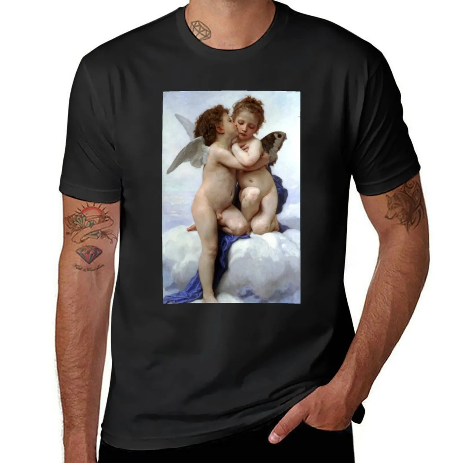 

The First Kiss - L'Amour et Psyché, enfants - William Adolphe Bouguereau T-Shirt kawaii clothes mens fashion