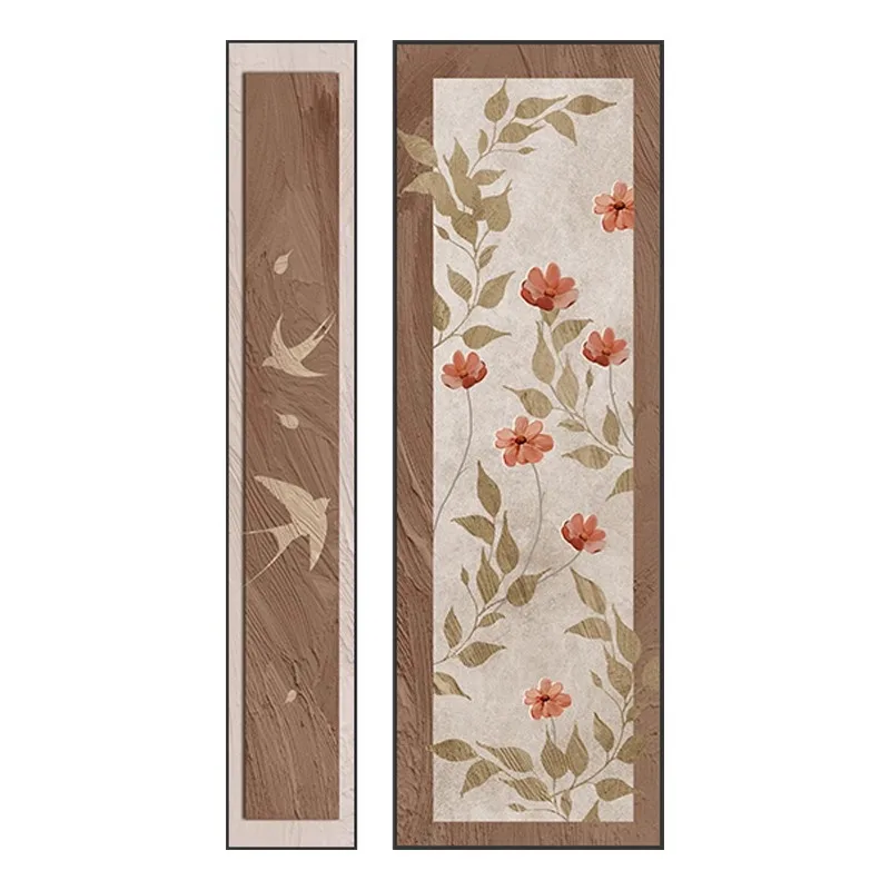 

Entrance decorative painting French retro vertical two-packs hanging painting flower and bird entry mural opposite the door
