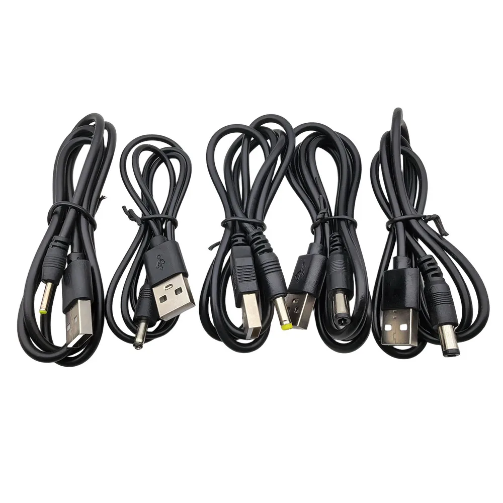 DC 5V USB-A Charging Power Cable Lead Wire USB 2.0 Type A Male to DC 5.5x2.5 / 5.5x2.1 / 4.0x1.7 / 3.5x1.35 / 2.5x0.7mm Plug