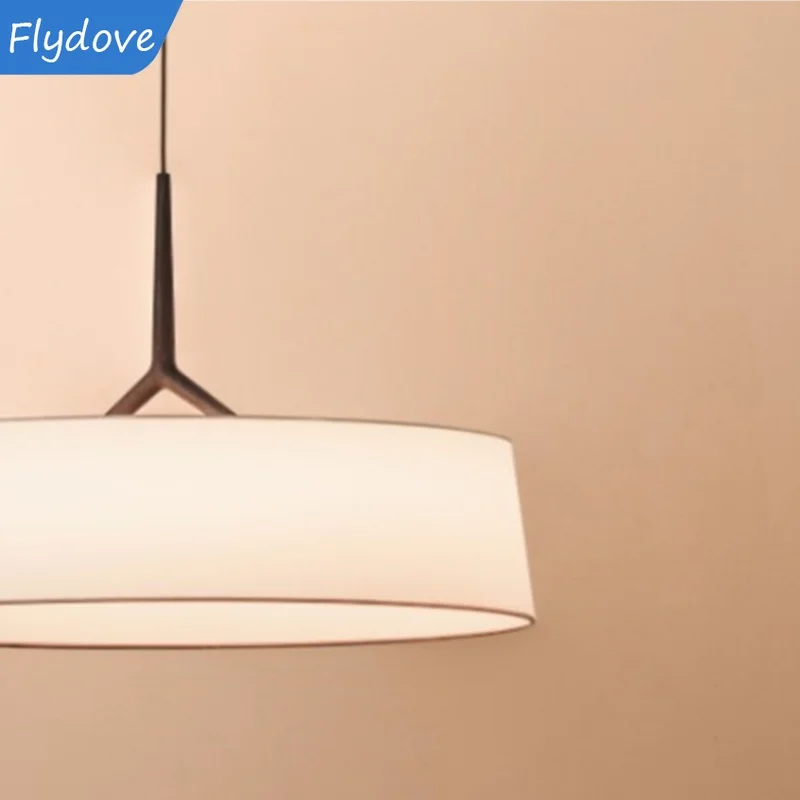 Nordic Modern Minimalist LED Fabric Circular Pendant Light Dining Table Dining Room Living Room Bedroom Decor Lighting Fixtures