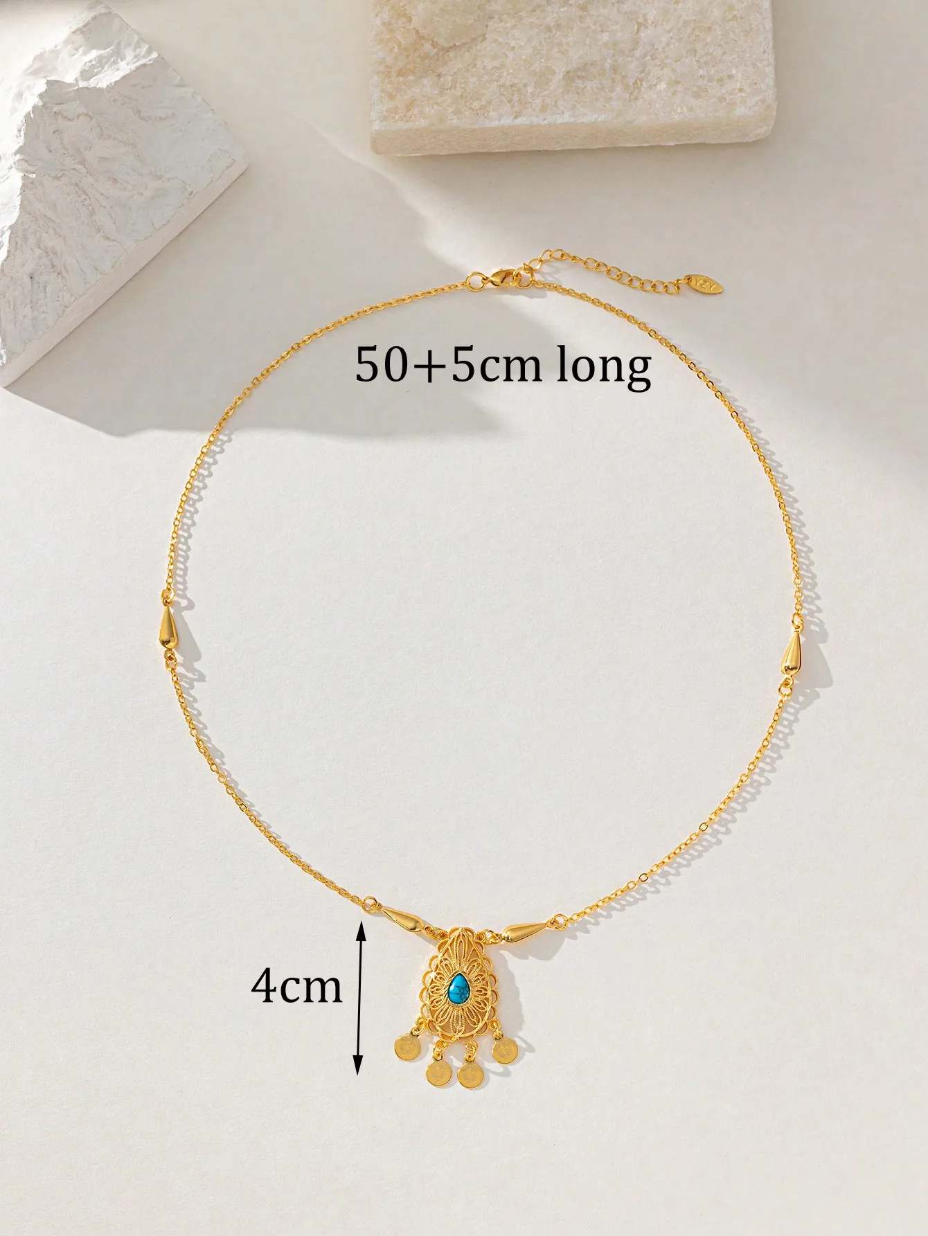 1PC copper gold-plated pendant necklace Muslim Middle Eastern ladies classic water drop necklace Arabic wedding bridal jewelry