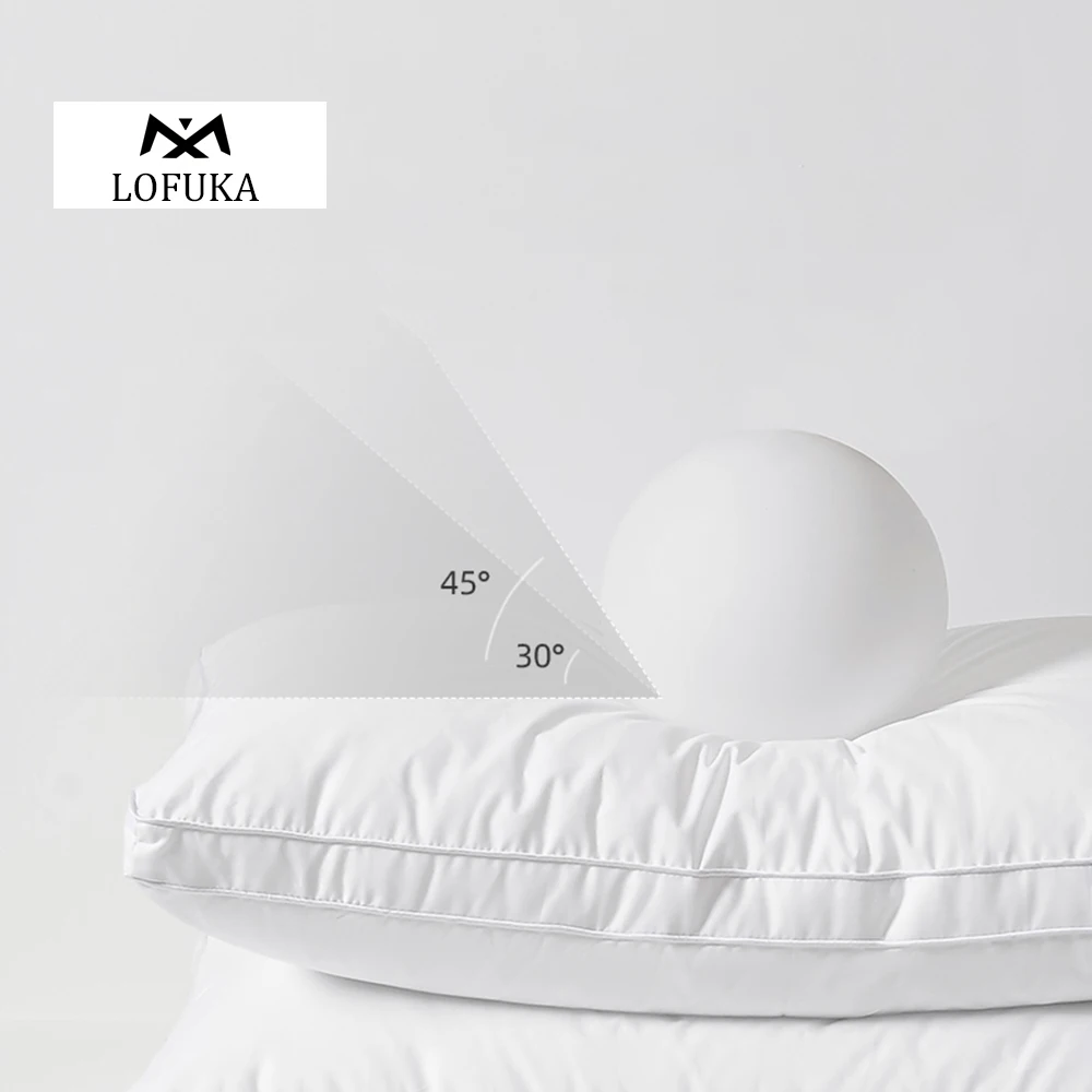 

Lofuka Luxury Winter 100% Goose Down Pillow Down-proof Cotton Cover Neck Protection Bedding 3D Style Queen King Bed Pillows 1PCS