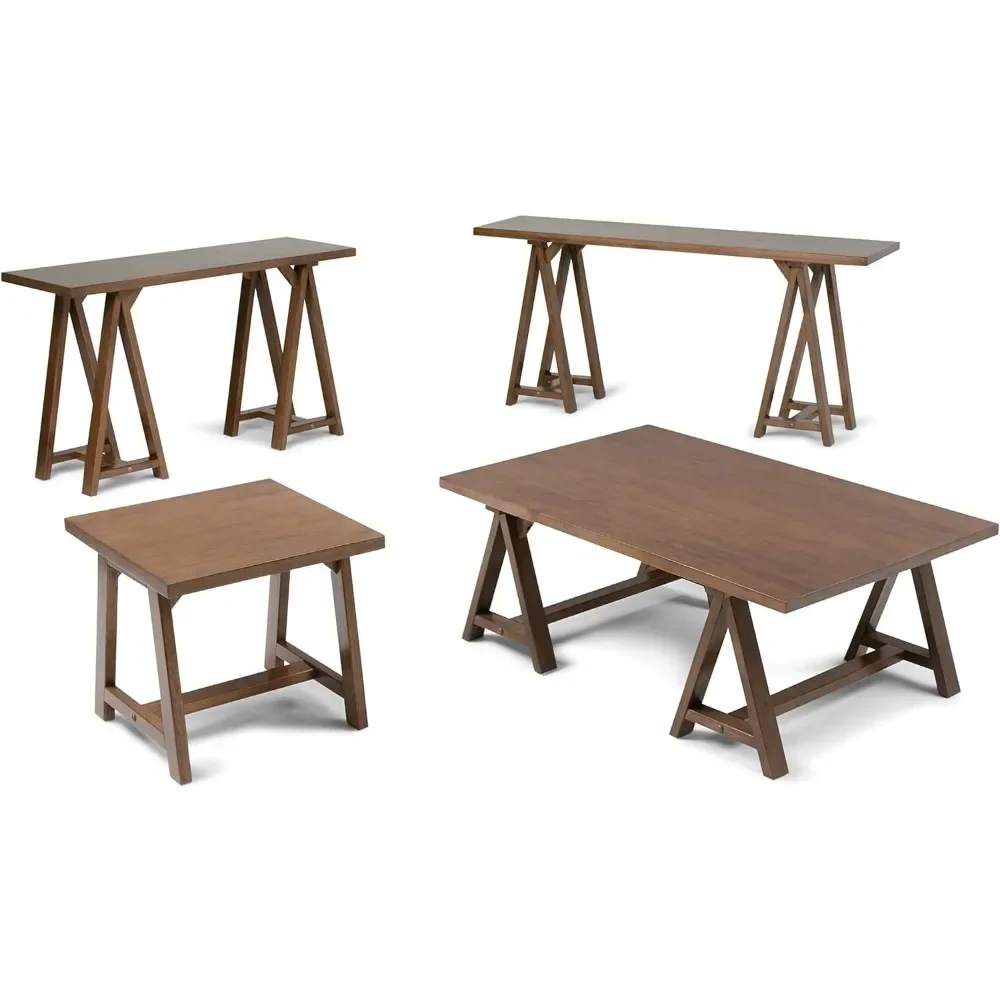 #For 50 inch Wide Modern Industrial Console Sofa Entryway Table in Medium Saddle Brown,