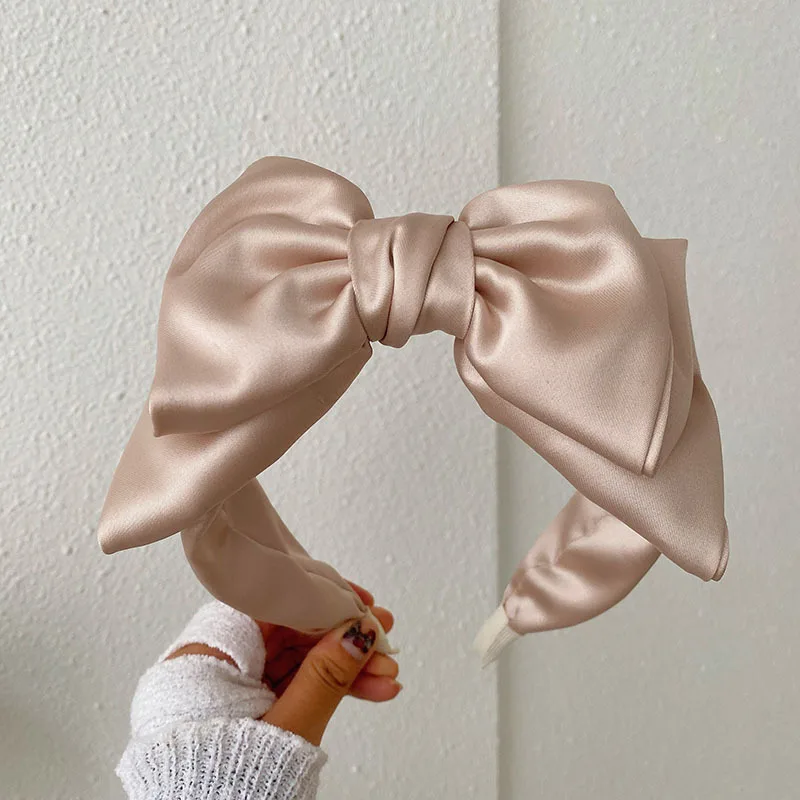 

Elegant Silk Satin Bow Headband for Women Wedding Party Headdress Layers Bows Knotted Hairband Solid Ladies Dress Match Headband