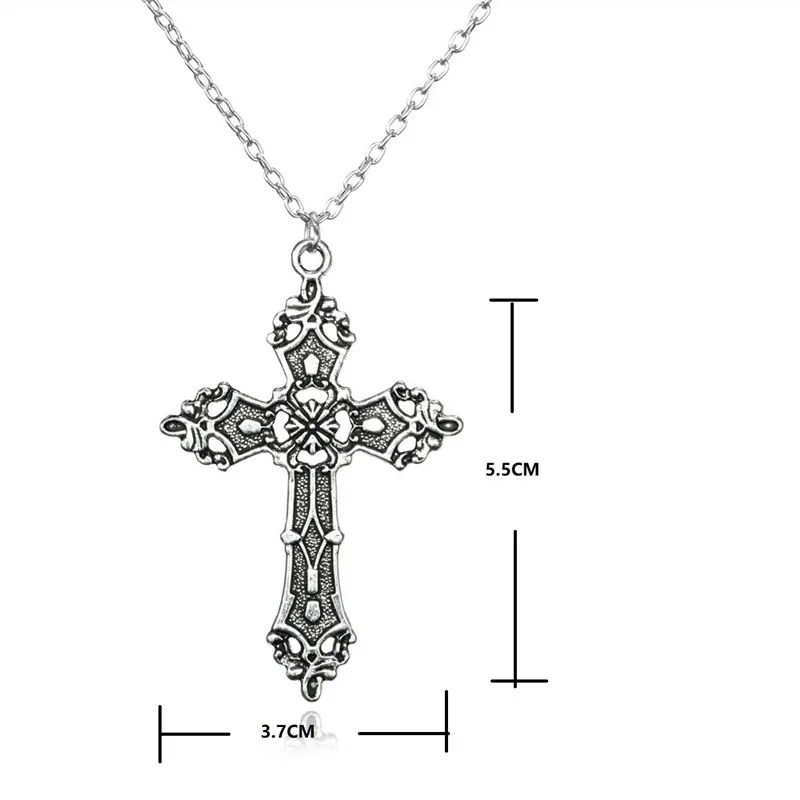 Vintage Cross Pendant Necklace for Men Women Goth Accessories Gothic Grunge Male Neck Long Chain Summer Aesthetic Holiday Gifts