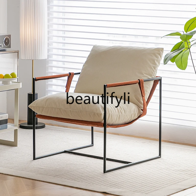 

Nordic single sofa chair living room light luxury simple balcony single chair Italian sofa single chair