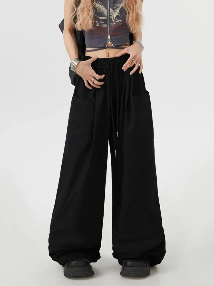 Y2K Streetwear Cargo Pants Women High Waist Vintage Loose Straight Trousers Harajuku Hip Hop Retro American Wide Leg Pants