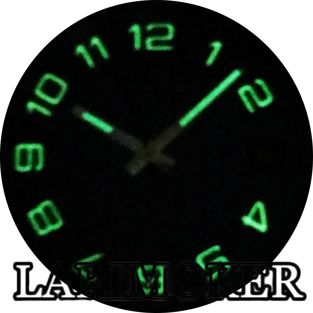 LARIMOKER 29mm Ronda 515 Quartz Watch Dial Hand Green Luminous Roman Numerals/Arabic Numerals Index 3 o'clock Date Window Dial