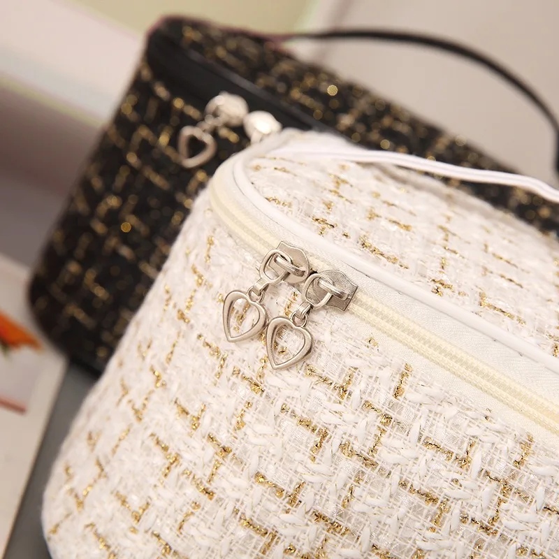 Korean-style Plaid Tote Mini Chanel Makeup Bag Large-capacity Portable Toiletry Organizer Case Travel Wholesale