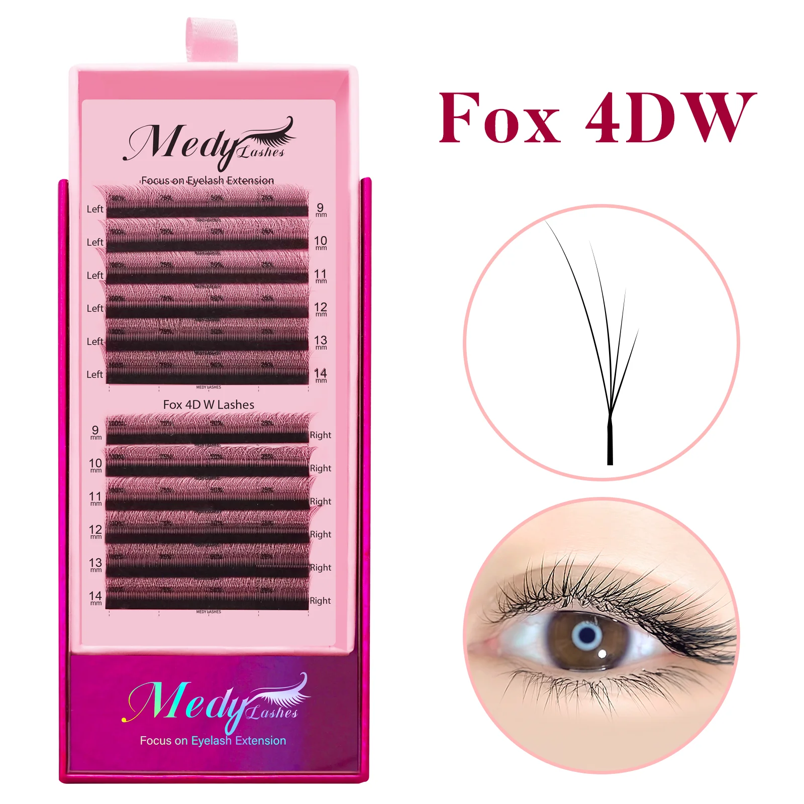 Medylashes Fox 4D Wimpernverlängerung Fluffy W-Shaped Air Series Fox Soft Natural Volume Fox Eye Lashes