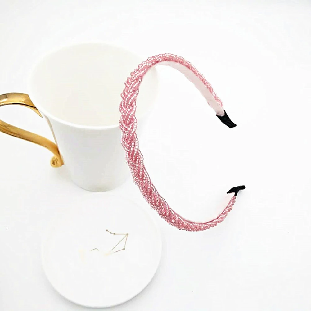 

4 Pcs Beaded Headbands Braid Hair Hoops Women's Plaited Hairbands Fabric Plastic Easy to Wear Party Prom Decoration Accessories
