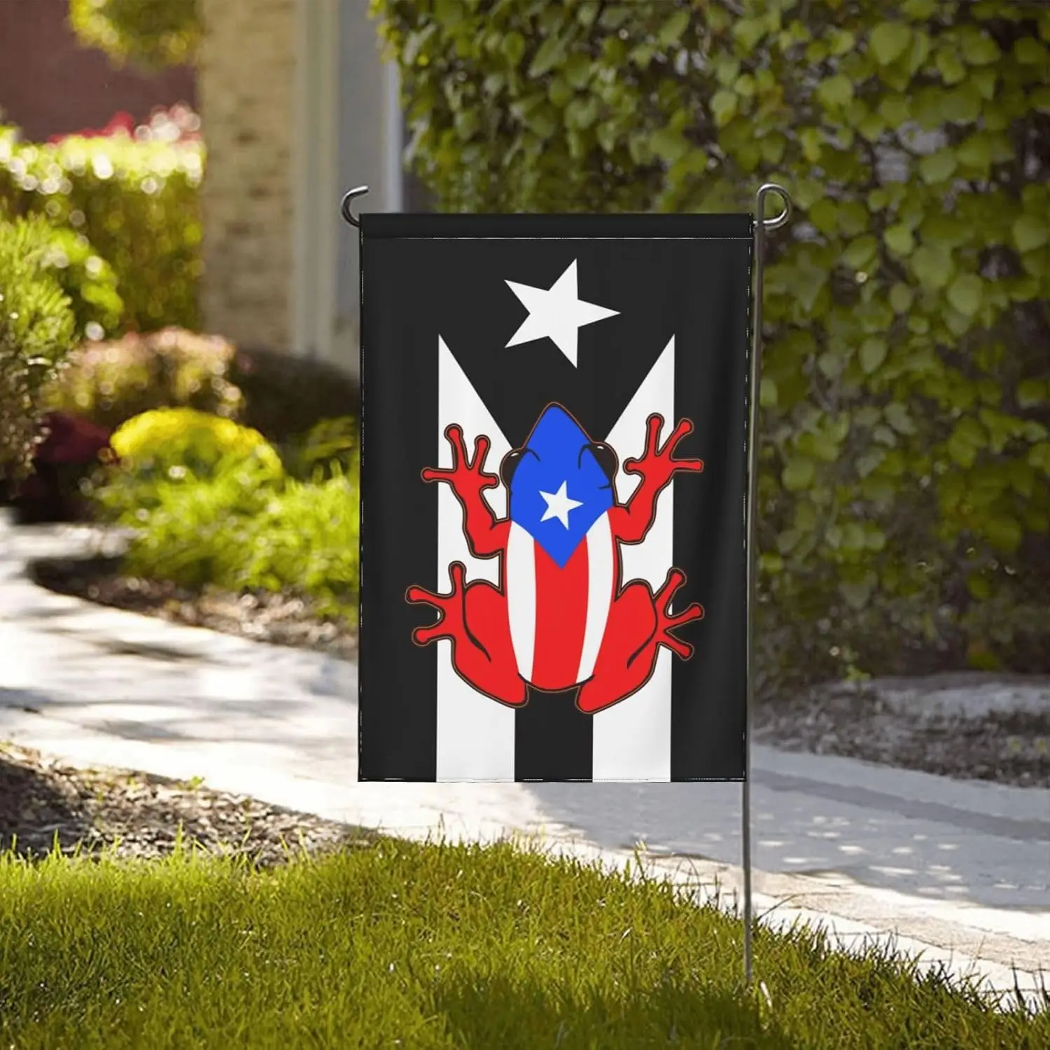 Puerto Rico Garden Flag 12x18 Double Sided Coqui Frog Flags for Yard Outdoor Decor, Small Seasonal Banners for Home Patio La ZZM