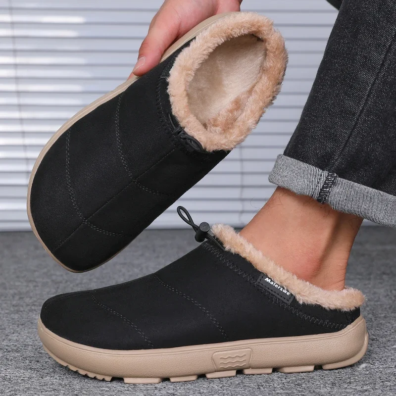 Herren-Baumwoll-Hausschuhe, Winter-Fleece-Futter, warme Birkenshoes, lässige Indoor- und Outdoor-Schuhe, rutschfeste Baumwollschuhe mit abgedeckter Ferse für den Heimgebrauch – Detail 8