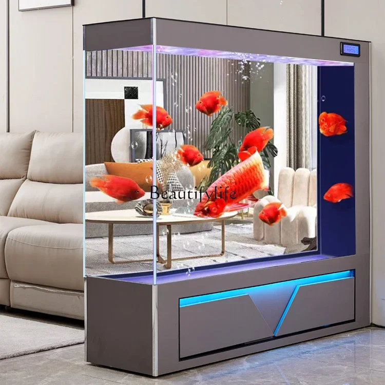03.New ecological screen partition fish tank living room floor household large ultra-white