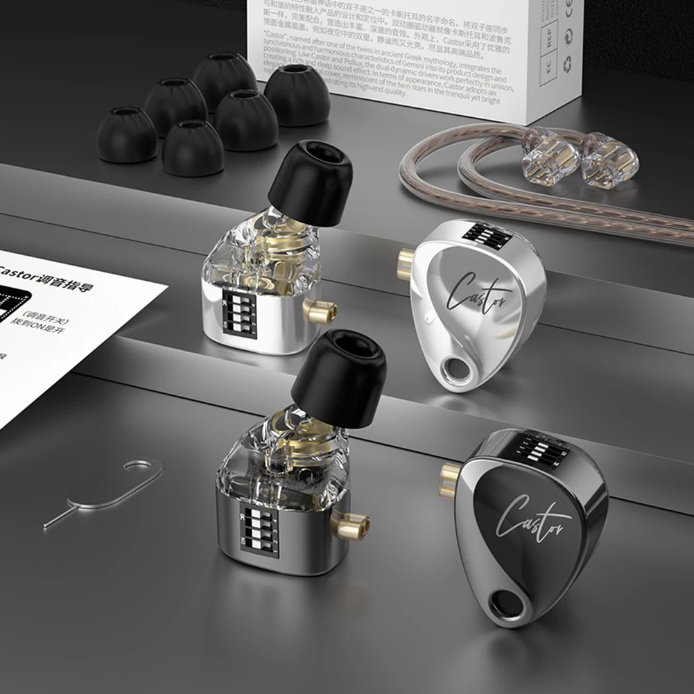 Auricolari cablati Monitor Cuffie con isolamento acustico 2 Auricolari con armatura bilanciata sintonizzabile dinamica con auricolari con cancellazione del microfono