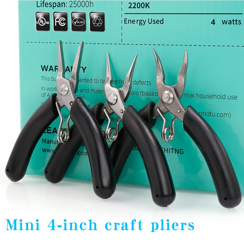 Mini Stainless Steel Round Nose, Flat Nose, Bent Nose, Needle Nose, and Jewelry Pliers for Fishing, Crafts, and Jewelry Making