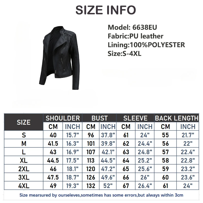 FSMG Spring And Autumn Trendy Faux Leather Jacket For Women, Casual Slim Fit Zipper Short Outerwear, Lightweight Motorcycle Coat