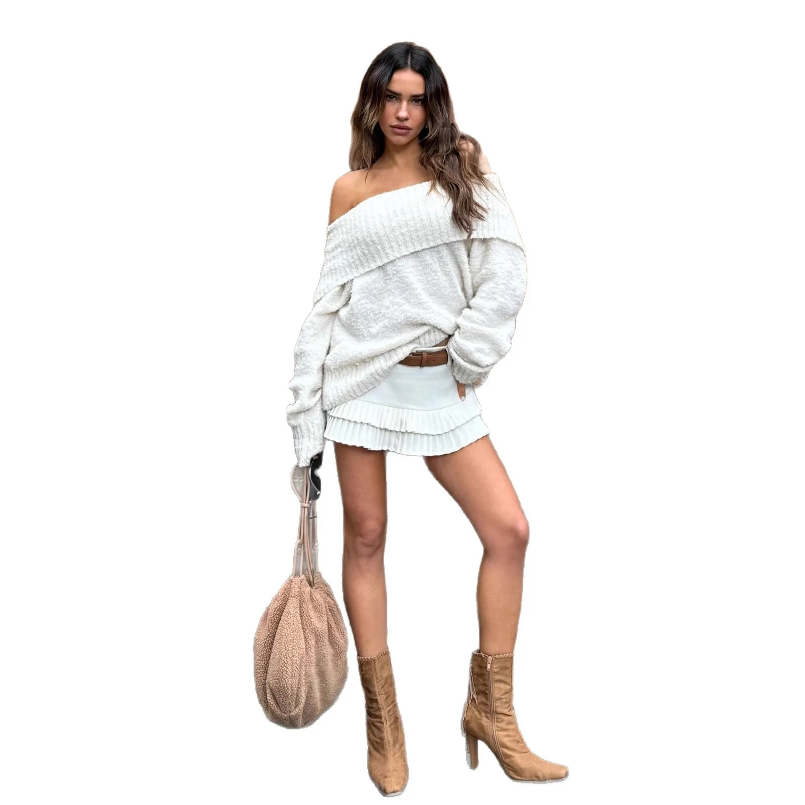 Off-ulder Lose Gestrickte Pullover Farbe Reine Farbe Thiened Herbst Winter frauen Faion Casual Bequeme Pullover