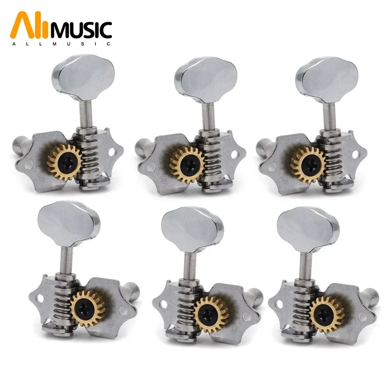 

3R3L 6R 6L 18:1 Gear Ratio Vintage Open Gear String Tuners Tuning Pegs for Guitar Ukulele Chrome