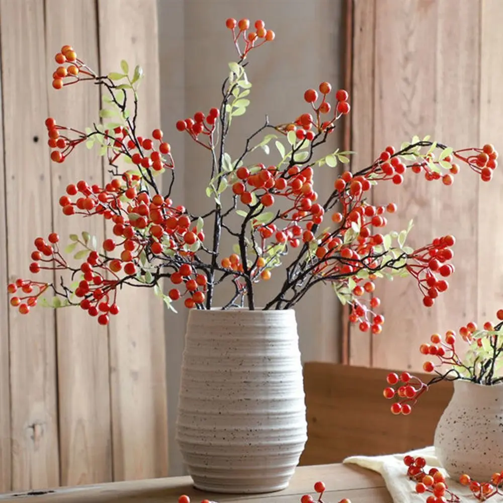 Plastic Artificial Berry Branches Lifelike Handmade Simulation Blueberry DIY Elegant Fruits Branches Vase Decor