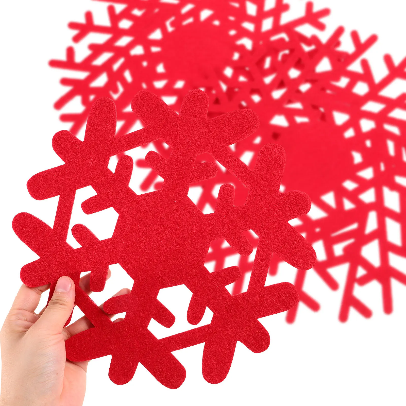 

4Pcs Snowflake Christmas Drink Coaster Pot Holder Placemat Anti Slip Cloth Heat Resistant Cup Mat Decorative Home Party Supplies