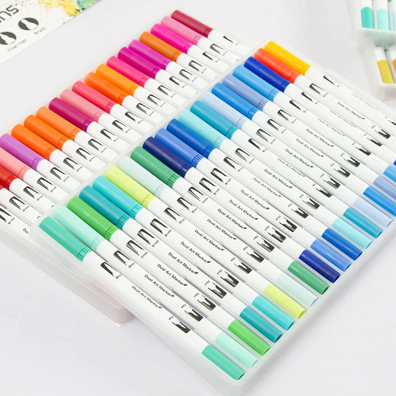 12/24/36/100/120 Colors Dual Brush Markers Pens Colored Pencil Watercolor Art Markers Fineliner Calligraphy Pens Art Supply